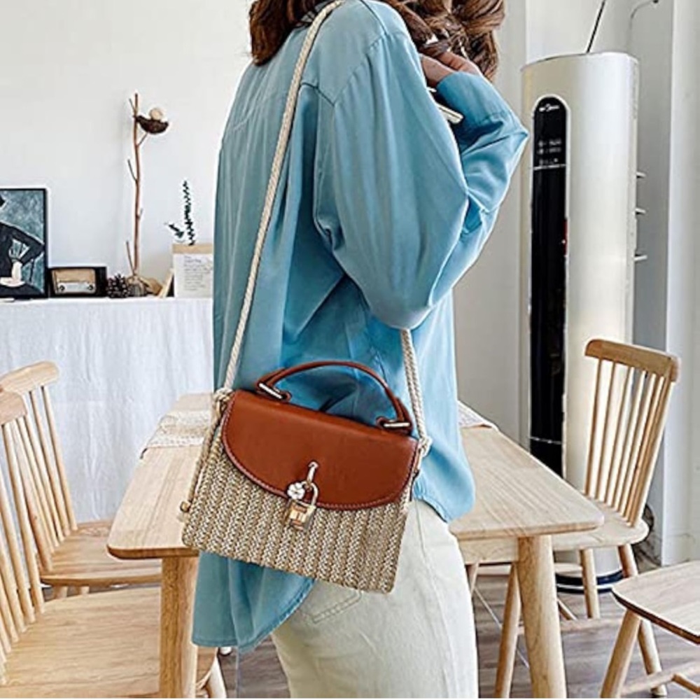 Crossbody Bag Women Straw Purse Fashion Shoulder Tote Handbag Bucket Bag - Picture 4 of 4